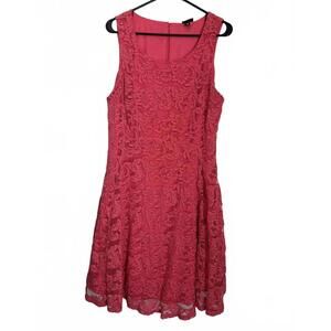 Torrid Dress Size 18 Coral Lace Sleeveless Fit and Flare Whimsical Coquette